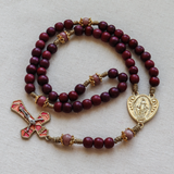 Miraculous Medal Gold and Cherry Wood Rosary