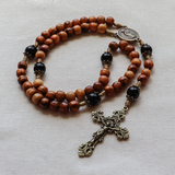 Holy Land Olive Wood Our Lady of Guadalupe Rosary with Onyx Beads