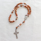 Holy Land Olive Wood and Pink Rosary