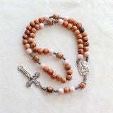 Holy Land Olive Wood and Pink Rosary