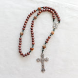 Holy Family Brown Wood and Jasper Rosary