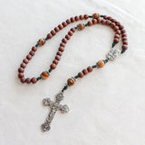 Holy Family Brown Wood and Jasper Rosary