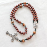 Holy Family Brown Wood and Jasper Rosary