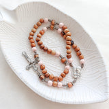 Holy Land Olive Wood and Pink Rosary