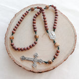 Holy Family Brown Wood and Jasper Rosary