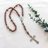 Holy Family Brown Wood and Jasper Rosary