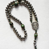 Saint Benedict Stainless Steel and Turquoise Rosary