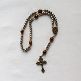 Saint Michael Stainless Steel and Tiger Eye Rosary