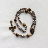 Saint Michael Stainless Steel and Tiger Eye Rosary