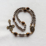 Saint Michael Stainless Steel and Tiger Eye Rosary