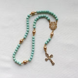 Sunflower Madonna and Child Mint Rosary