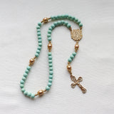 Sunflower Madonna and Child Mint Rosary