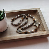 Saint Michael Stainless Steel and Tiger Eye Rosary