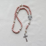 Freshwater Pearl Miraculous Medal Pink Rosary