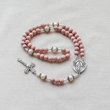 Freshwater Pearl Miraculous Medal Pink Rosary