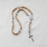 Madonna and Child Cream and Silver Rosary