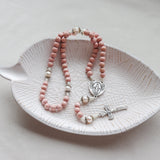 Freshwater Pearl Miraculous Medal Pink Rosary