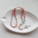 Freshwater Pearl Miraculous Medal Pink Rosary