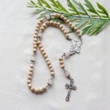 Madonna and Child Cream and Silver Rosary