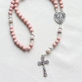 Freshwater Pearl Miraculous Medal Pink Rosary