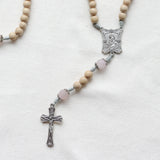 Madonna and Child Cream and Silver Rosary