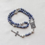 Madonna and Child Pearl and Sodalite Stone Rosary