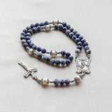 Madonna and Child Pearl and Sodalite Stone Rosary