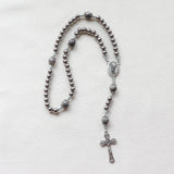 Saint Michael Stainless Steel and Silver Leaf Jasper Rosary