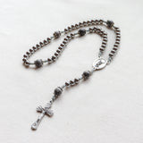 Saint Michael Stainless Steel and Silver Leaf Jasper Rosary