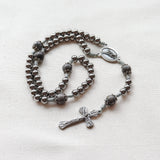 Saint Michael Stainless Steel and Silver Leaf Jasper Rosary