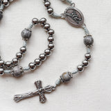 Saint Michael Stainless Steel and Silver Leaf Jasper Rosary