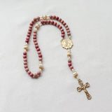 Madonna and Child Rhodonite and Pearl Stone Rosary