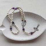 Our Lady of Guadalupe White Wood and Purple Amethyst Rosary