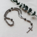 Saint Michael Stainless Steel and Silver Leaf Jasper Rosary