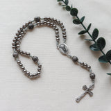 Saint Michael Stainless Steel and Silver Leaf Jasper Rosary