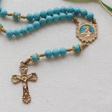 Madonna and Child Turquoise Stone Rosary