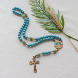 Madonna and Child Turquoise Stone Rosary