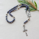 Madonna and Child Pearl and Sodalite Stone Rosary