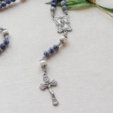 Madonna and Child Pearl and Sodalite Stone Rosary