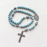 Miraculous Medal Sodalite and Blue Wood Rosary