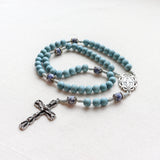 Miraculous Medal Sodalite and Blue Wood Rosary