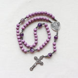 Miraculous Medal Purple Amethyst Rosary