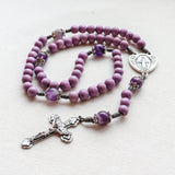 Miraculous Medal Purple Amethyst Rosary