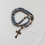 St. Michael Gray Wood and Stainless Steel Rosary