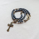 St. Michael Gray Wood and Stainless Steel Rosary