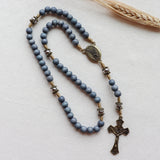 St. Michael Gray Wood and Stainless Steel Rosary