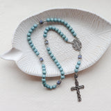 Miraculous Medal Sodalite and Blue Wood Rosary