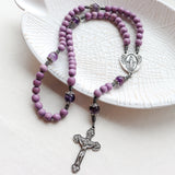 Miraculous Medal Purple Amethyst Rosary