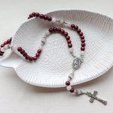 St. Thérèse of Lisieux Cherry Wood and Rose Quartz Rosary