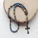 St. Michael Gray Wood and Stainless Steel Rosary